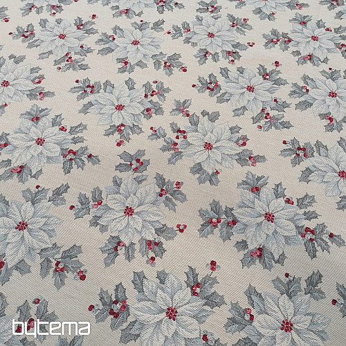 Dekorationsstoff WEINACHTSPOINSETTIA Silber