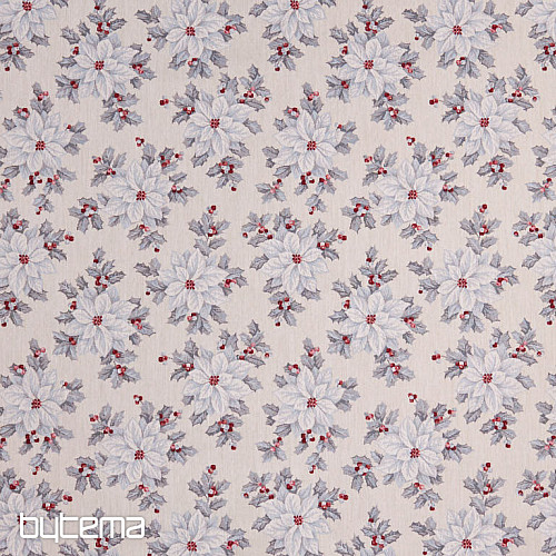 Dekorationsstoff WEINACHTSPOINSETTIA Silber