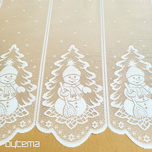 Jacquard-Vorhang „WEIHNACHTEN“ für das Buntglasfenster „SCHNEEMANN“.