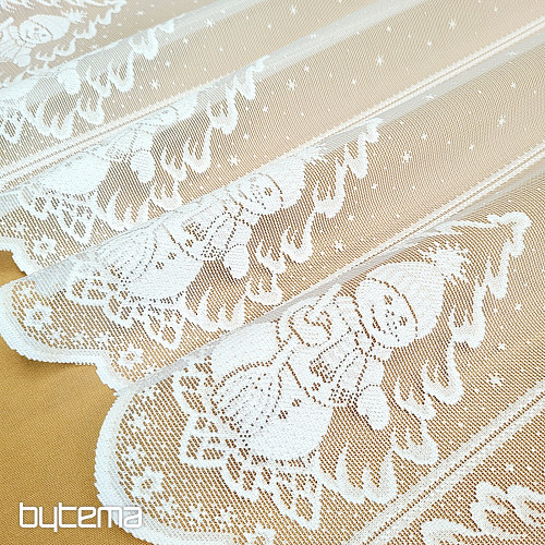 Jacquard-Vorhang „WEIHNACHTEN“ für das Buntglasfenster „SCHNEEMANN“.