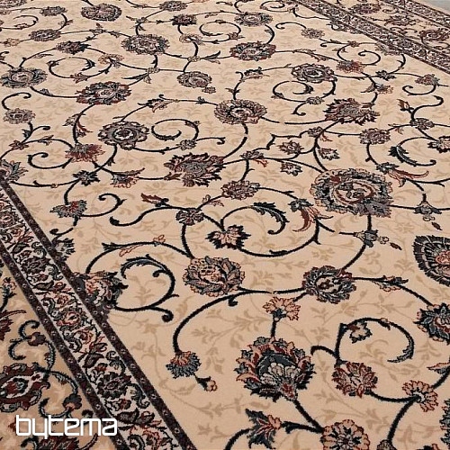 Wollteppich ORIENT klassisch cremig mit blau