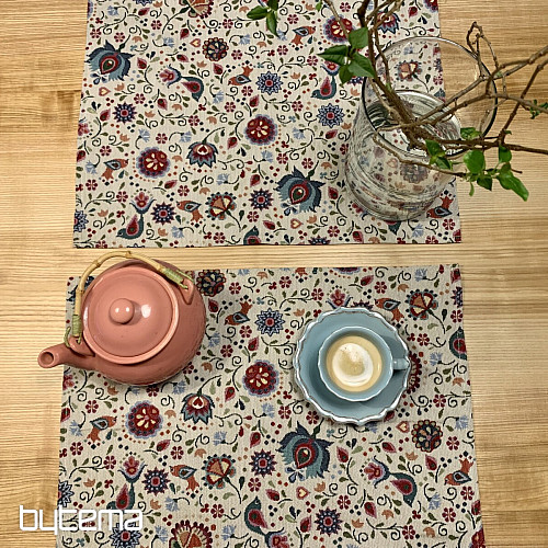 Gobelin Tischdecke Blumen und Vogel Jurkovič