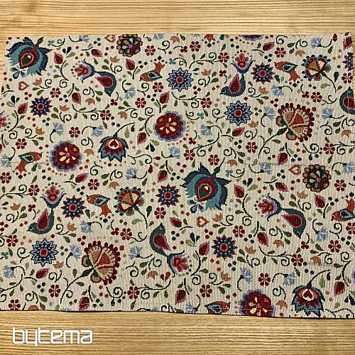 Gobelin Tischdecke Blumen und Vogel Jurkovič