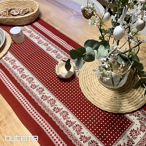 Gobelin-Tischdecke und Schal SELSKÁ JIZBA rot