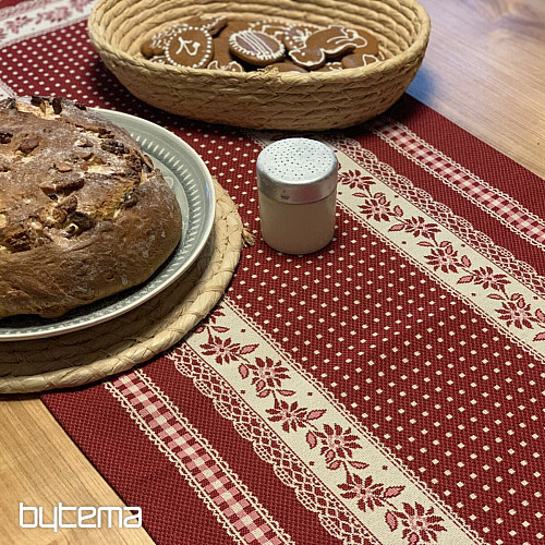Gobelin-Tischdecke und Schal SELSKÁ JIZBA rot