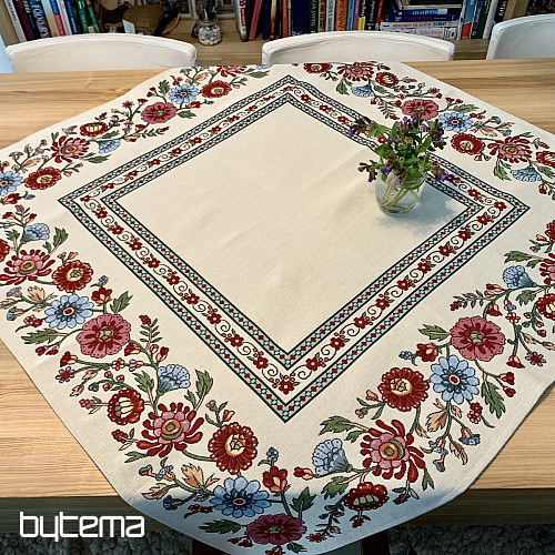 Gobelin Tischdecke, Schal GEMALTE BLUMEN