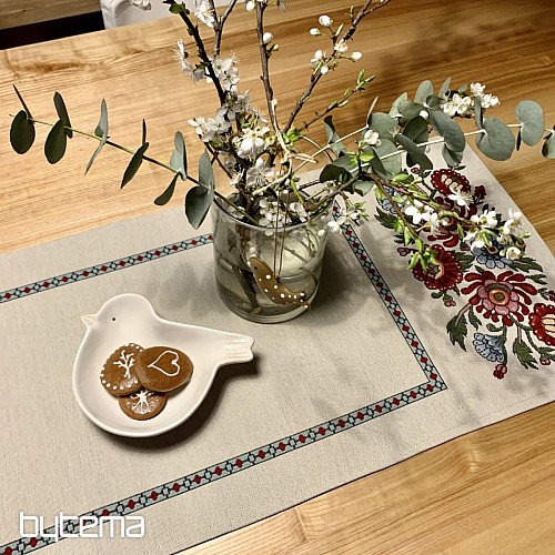 Gobelin Tischdecke, Schal GEMALTE BLUMEN