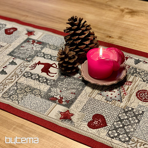 Gobelin-Tischdecke, Schal FROHE WEIHNACHTEN