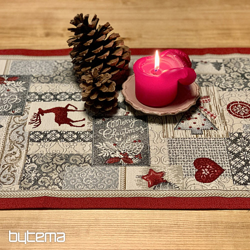 Gobelin-Tischdecke, Schal FROHE WEIHNACHTEN