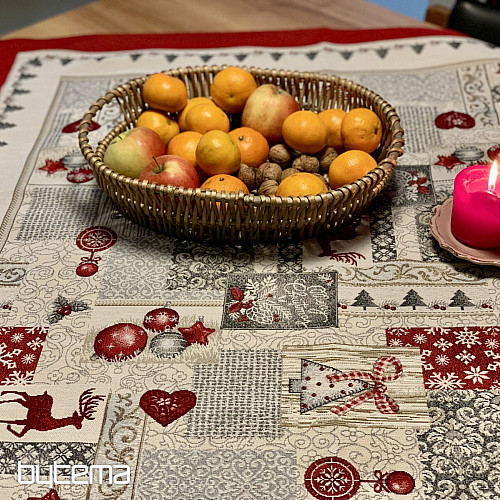 Gobelin-Tischdecke, Schal FROHE WEIHNACHTEN