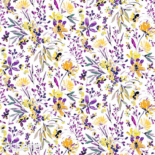 Dekostoff ALENA lila Blumen