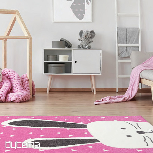 Kinderteppich PASTEL Rosa Hase