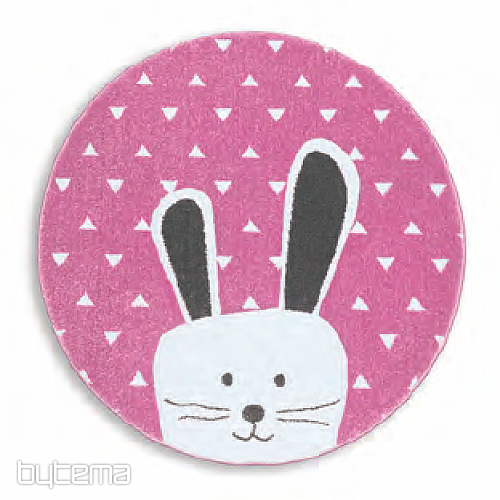 Runder Teppich für Kinder PASTEL Rosa Hase