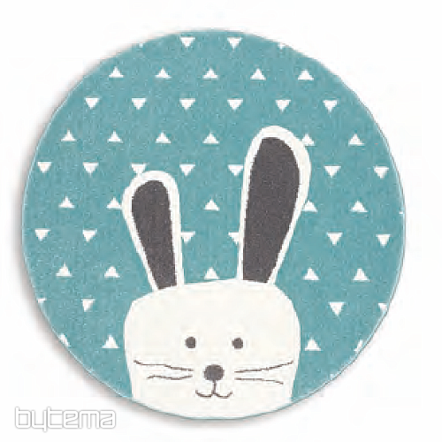 Runder Teppich für Kinder PASTEL Türkisfarbener Hase