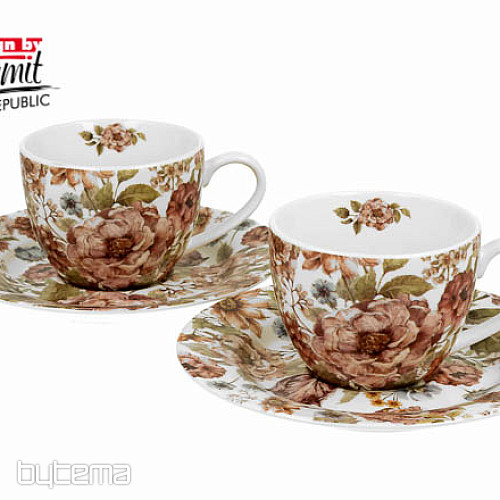 Pastellblumen weißer Espresso šapo 90 ml Set 2 ks