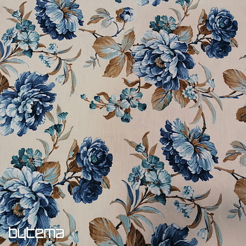 Dekorationsstoff LAURA - große blaue Blumen