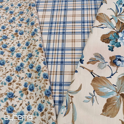 Dekorationsstoff LAURA - kleine blaue Blüten