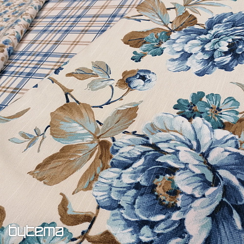 Dekorationsstoff LAURA - große blaue Blumen