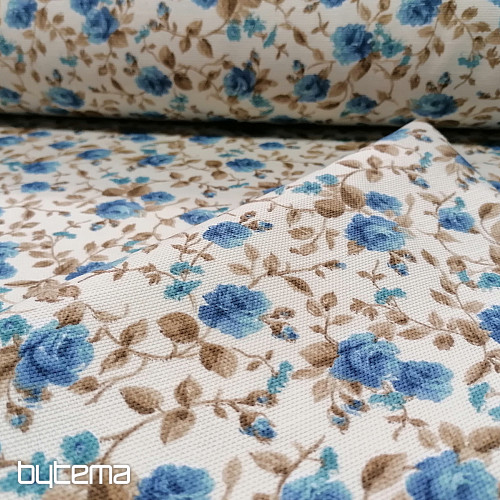 Dekorationsstoff LAURA - kleine blaue Blüten