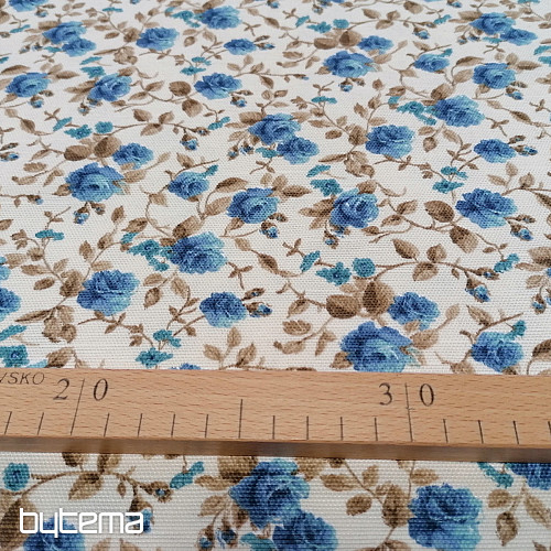 Dekorationsstoff LAURA - kleine blaue Blüten