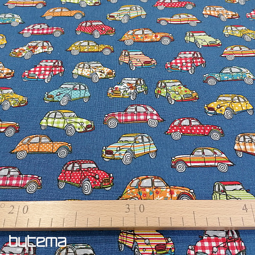 Baumwollstoff CARS blau