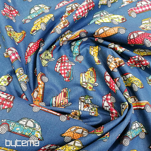 Baumwollstoff CARS blau