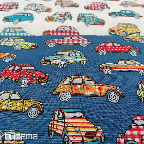 Baumwollstoff CARS blau