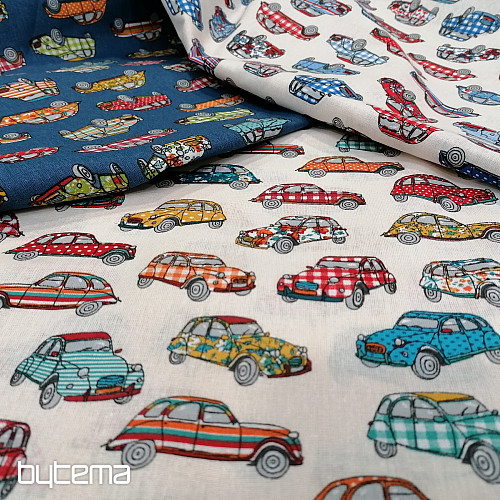 Baumwollstoff CARS rot-blau