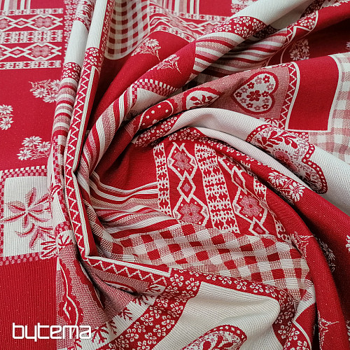 Dekorationsstoff HERZ Blumen II Jacquardkombination