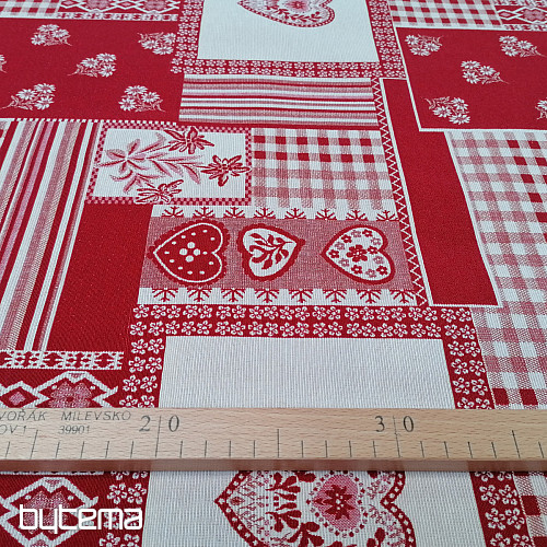 Dekorationsstoff HERZ Blumen II Jacquardkombination