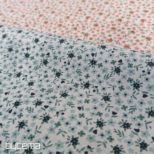 Baumwollstoff TOMETA Blume blau
