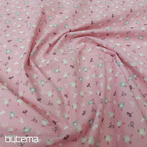 Baumwollstoff MIOU rosa Vögel