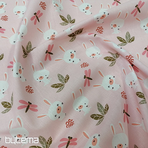 Baumwollstoff Hase rosa