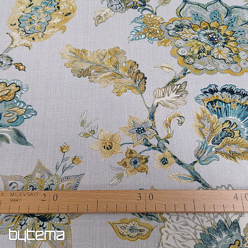 Dekorstoff BLUMEN blau