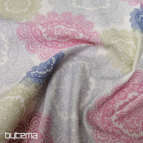 Dekorstoff MANDALA pink-grau