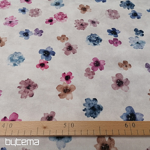 Dekorstoff BLUMEN lila-blau
