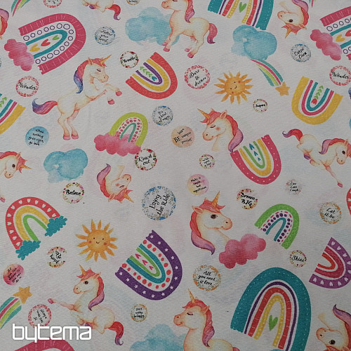 Dekorativer Stoff Einhörner