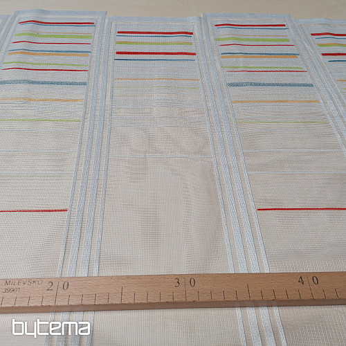 Kindervorhang an einem Buntglasfenster – Jacquard mit bunten Streifen