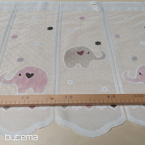 Kindervorhang an einem Buntglasfenster – Jacquard ELEFANTEN II