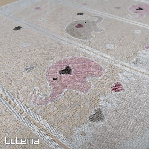 Kindervorhang an einem Buntglasfenster – Jacquard ELEFANTEN II