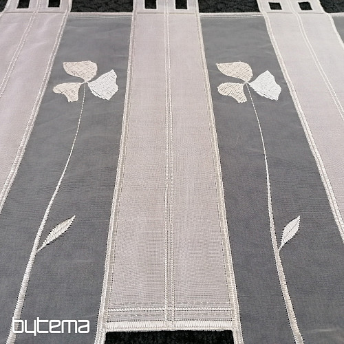 Buntglasvorhang – Voile mit cremefarbener Stickerei 208