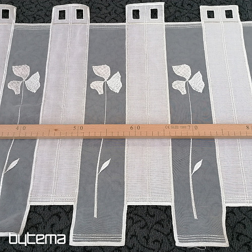 Buntglasvorhang – Voile mit cremefarbener Stickerei 208