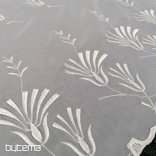 Buntglasvorhang – cremefarben, bestickt W297