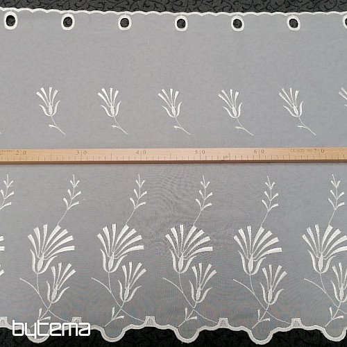Buntglasvorhang – cremefarben, bestickt W297