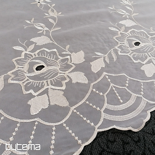 Buntglasvorhang – Voile mit Blumenstickerei