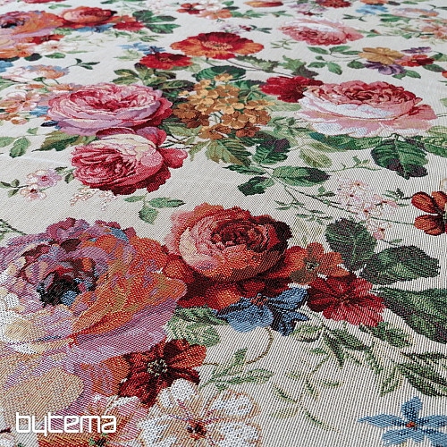 Gobelinstoff CREME ROSE
