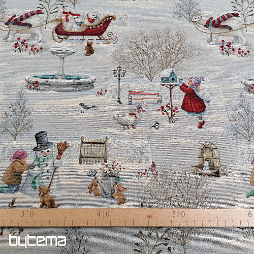 Gobelinstoff KINDER IM WINTER