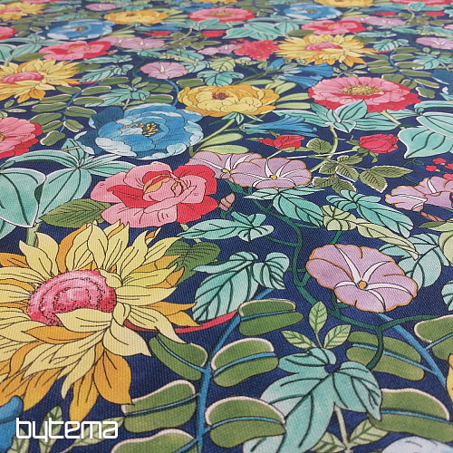 Dekostoff SOMMERBLUMEN - BLAU