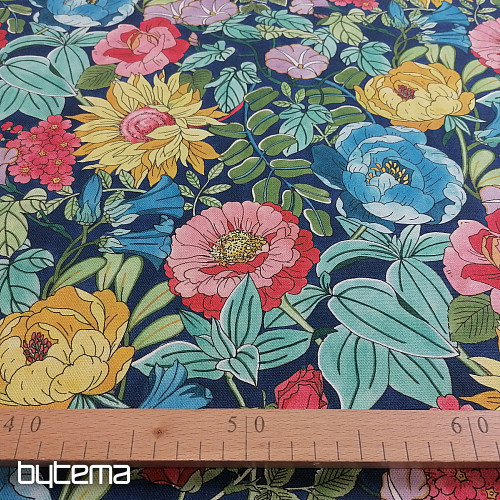 Dekostoff SOMMERBLUMEN - BLAU