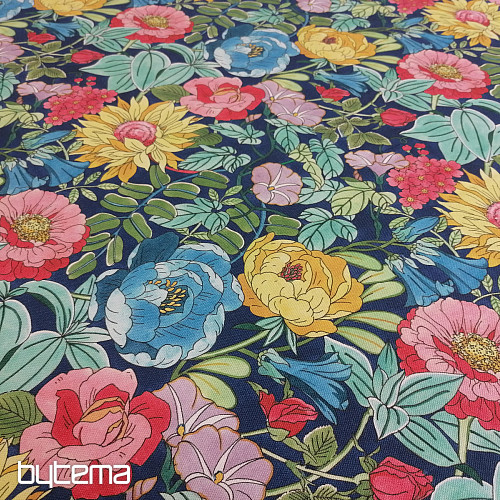Dekostoff SOMMERBLUMEN - BLAU